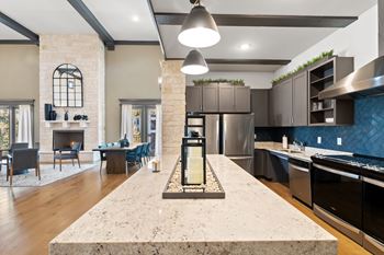 Resident kitchen with double-oven and stove